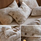 Linen Pillowcase Set (Style 3) -  Button Closure Pillow Covers 48x74cm for Home Bedding