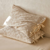 Linen Cotton Pillowcase Pair with Tie Closure Floral Pillow Covers 48x74cm (Style 1) In Australia - Darrahopens