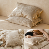 Linen Cotton Pillowcase Pair with Tie Closure Floral Pillow Covers 48x74cm (Style 2) In Australia - Darrahopens