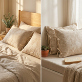 Linen Cotton Pillowcase Pair with Tie Closure Floral Pillow Covers 48x74cm (Style 2) In Australia - Darrahopens