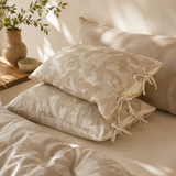 Linen Cotton Pillowcase Pair with Tie Closure Floral Pillow Covers 48x74cm (Style 3) In Australia - Darrahopens