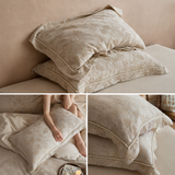 Floral Linen Style Pillowcase Set - 2 Piece Pillow Covers 48 x 74 cm - Wide Border Design (Style 1) In Australia - Darrahopens
