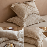 Floral Linen Style Pillowcase Set - 2 Piece Pillow Covers 48 x 74 cm - Wide Border Design (Style 3) In Australia - Darrahopens