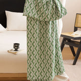 Green Diamond Pattern Bamboo Fiber Summer Cooling Blanket 200×230cm for Bed Sofa Air Conditioned Room Lightweight Breathable Gauze Coverlet