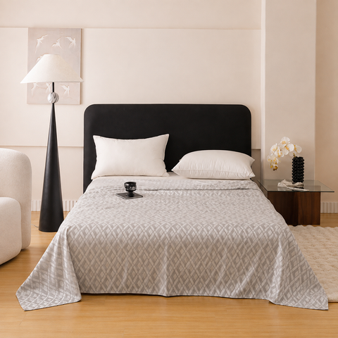 Silver Diamond Pattern Bamboo Fiber Summer Cooling Blanket 150×200cm for Bed Sofa Air Conditioned Room Lightweight Breathable Gauze Coverlet In Australia - Darrahopens