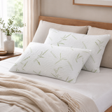 Bamboo Fibre Pillow Protector Cover Set - 2 Piece Zip Closure Pillowcases 48x75cm for Home Bedding, Hotel and Dorm Use