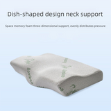 Single Butterfly Memory Foam Pillow - Ergonomic Neck Support Cushion with Removable Bamboo Fibre Cover 50x30x10/7cm for Sleeping