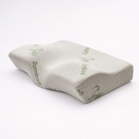 Single Butterfly Memory Foam Pillow - Ergonomic Neck Support Cushion with Removable Bamboo Fibre Cover 62x34x11/8cm for Sleeping