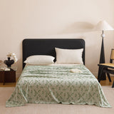 Green Bamboo Fibre Summer Blanket - Vine Pattern Cooling Throw Blanket 150x200cm Lightweight Breathable Summer Quilt