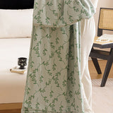 Green Bamboo Fibre Summer Blanket - Vine Pattern Cooling Throw Blanket 200×230cm Lightweight Breathable Summer Quilt