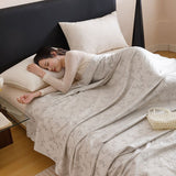 Silver Bamboo Fibre Summer Blanket - Vine Pattern Cooling Throw Blanket 200×230cm Lightweight Breathable Summer Quilt