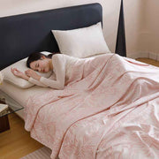 Bamboo Fibre Cooling Blanket Pink Bamboo Pattern 200×230cm for Summer Bed and Air Conditioned Rooms In Australia - Darrahopens