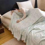 Bamboo Fibre Cooling Blanket Blue Bamboo Pattern 200×230cm for Summer Bed and Air Conditioned Rooms