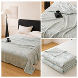 Bamboo Fibre Cooling Blanket Blue Bamboo Pattern 200×230cm for Summer Bed and Air Conditioned Rooms