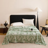 Bamboo Fibre Cooling Blanket Green Bamboo Pattern 150x200cm for Summer Bed and Air Conditioned Rooms