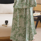 Bamboo Fibre Cooling Blanket Green Bamboo Pattern 200×230cm for Summer Bed and Air Conditioned Rooms