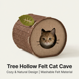 Tree Hollow Felt Cat Cave Cat Bed - Cozy Enclosed Sleeping and Resting Space for Indoor Cats