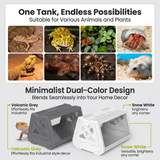 White Desktop Reptile Terrarium Enclosure 35X25.5X22cm with Double Door Opening and Ventilation for Small Reptiles, Amphibians and Plants