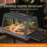 Grey Desktop Reptile Terrarium Enclosure 35X25.5X22cm with Double Door Opening and Ventilation for Small Reptiles, Amphibians and Plants