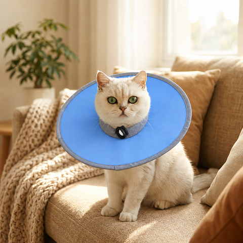Pure Blue Soft Waterproof Elizabethan Collar for Cats & Dogs S Size - Adjustable Anti-Licking Recovery Cone After Surgery