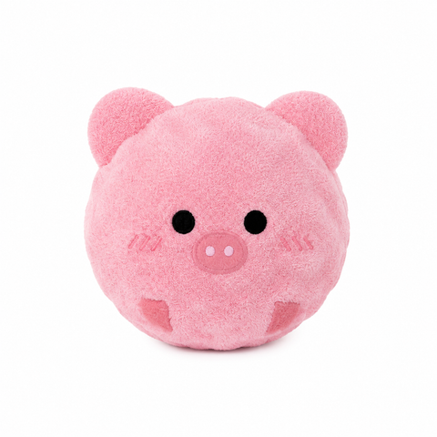 2-Piece Pink Pig Squeaky Ball Dog Toy Set with TPR Thorn Ball Inside - Soft Plush Pet Chew Toys for Dogs & Cats