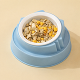 Blue Plastic Cat Food Bowl with Cat Face Design Raised Pet Feeding Bowl In Australia - Darrahopens
