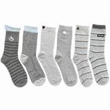 Unisex Grey Mid-Calf Socks, Preppy Collegiate Style with Stripes, Hearts and Button Details, 5 Pairs In Australia - Darrahopens