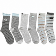 Unisex Grey Mid-Calf Socks, Preppy Collegiate Style with Stripes, Hearts and Button Details, 4 Pairs In Australia - Darrahopens