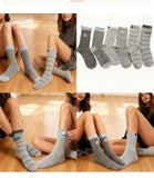 Unisex Grey Mid-Calf Socks, Preppy Collegiate Style with Stripes, Hearts and Button Details, 4 Pairs In Australia - Darrahopens