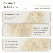 Diamond Knit Mid-Calf Socks for Women, Retro Textured Crew Style with Elastic Cuff, 5 Pairs