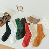Diamond Knit Mid-Calf Socks for Women, Retro Textured Crew Style with Elastic Cuff, 7 Pairs In Australia - Darrahopens
