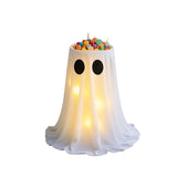 Halloween Ghost Candy Bowl Decoration with Tripod Stand and Warm LED Battery Box Light