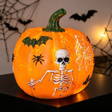 Halloween Pumpkin Light Decoration with Skull Design, Battery Powered Tabletop Ornament for Indoor Outdoor Party Decor In Australia - Darrahopens