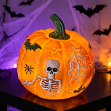Halloween Pumpkin Light Decoration with Skull Design, Battery Powered Tabletop Ornament for Indoor Outdoor Party Decor In Australia - Darrahopens