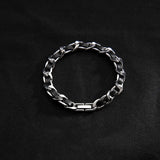 Men's Titanium Steel Bracelet(19cm)- Black and Silver-Tone Chain Link Wrist Accessory for Casual Wear and Gift Giving