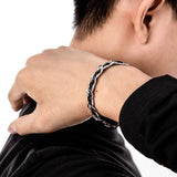 Men's Titanium Steel Bracelet(21cm)- Black and Silver-Tone Chain Link Wrist Accessory for Casual Wear and Gift Giving In Australia - Darrahopens