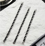 Men's Titanium Steel Bracelet(21cm)- Black and Silver-Tone Chain Link Wrist Accessory for Casual Wear and Gift Giving