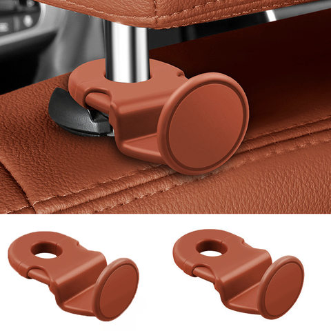 Orange Car Headrest Hooks, 4 Pack ABS Seat Back Hangers for Bags, Umbrellas, and Groceries