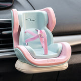 Macaron Pink Mini Doll Safety Seat with Magnetic Base, Car Dashboard Plush Toy Holder Decoration