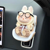 Macaron Pink Mini Doll Safety Seat with Magnetic Base, Car Dashboard Plush Toy Holder Decoration In Australia - Darrahopens
