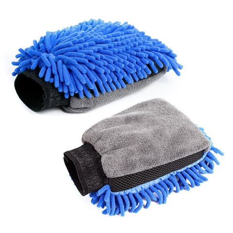 2 Pair Blue Chenille Car Wash Mitts, Double-Sided Microfiber Gloves with Waterproof Inner Layer In Australia - Darrahopens