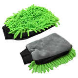 2 Pair Green Chenille Car Wash Mitts, Double-Sided Microfiber Gloves with Waterproof Inner Layer In Australia - Darrahopens