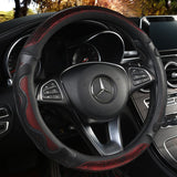 Car Steering Wheel Cover (38cm)- 3D Honeycomb Breathable Mesh - Anti-Slip Sweat-Absorbent Grip for All-Season Driving, Black and Red