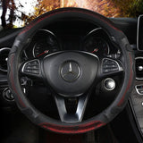 Car Steering Wheel Cover (38cm)- 3D Honeycomb Breathable Mesh - Anti-Slip Sweat-Absorbent Grip for All-Season Driving, Black and Red