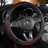 Car Steering Wheel Cover (38cm)- 3D Honeycomb Breathable Mesh - Anti-Slip Sweat-Absorbent Grip for All-Season Driving, Black and Red