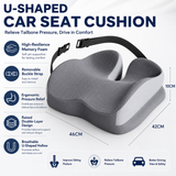 Grey Ergonomic U-Shaped Double-Layer Raised Car Seat Cushion with Breathable Cover and Buckle Straps - High Elasticity Memory Foam Driver Cushion, Coccyx Relief & Posture Improval In Australia - Darrahopens