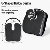 Grey Ergonomic U-Shaped Double-Layer Raised Car Seat Cushion with Breathable Cover and Buckle Straps - High Elasticity Memory Foam Driver Cushion, Coccyx Relief & Posture Improval In Australia - Darrahopens