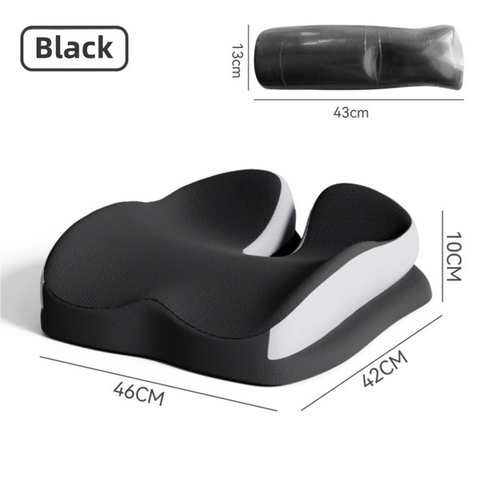 Black Ergonomic U-Shaped Double-Layer Raised Car Seat Cushion with Breathable Cover - High Elasticity Memory Foam Driver Cushion, Coccyx Relief & Posture Improval In Australia - Darrahopens