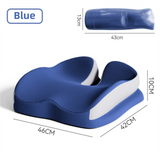 Blue Ergonomic U-Shaped Double-Layer Raised Car Seat Cushion with Breathable Cover - High Elasticity Memory Foam Driver Cushion, Coccyx Relief & Posture Improval In Australia - Darrahopens