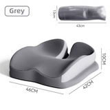 Grey Ergonomic U-Shaped Double-Layer Raised Car Seat Cushion with Breathable Cover and Buckle Straps - High Elasticity Memory Foam Driver Cushion, Coccyx Relief & Posture Improval In Australia - Darrahopens
